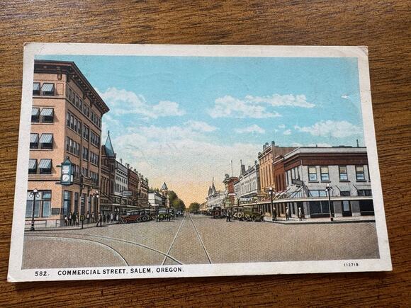 Other Other - Vintage 1929 Commercial Street Salem Oregon Linen Postcard Posted